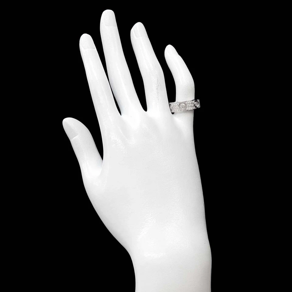 Cartier Love Pave Diamond Ring 18K WG 750 size48 4-4.5(US)