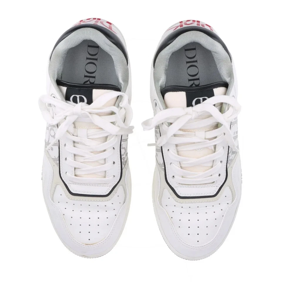 Dior x Sean Stussy B27 Leather Sneakers 41 Men's White Oblique Shoelaces