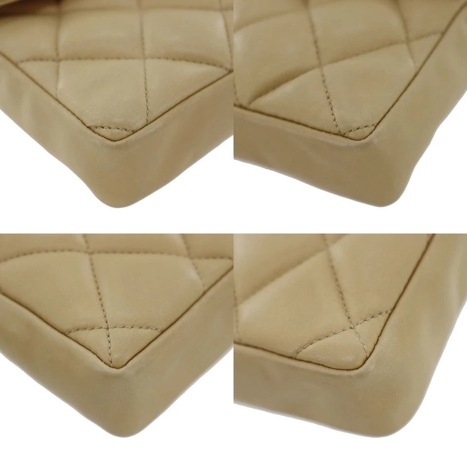CHANEL Bum Bag Matelasse Beige Lambskin Used Belt Bag Leather
