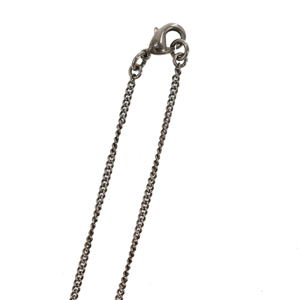 CHANEL Used CC Logos Rhinestones Necklace Pendant Silver F12 W France