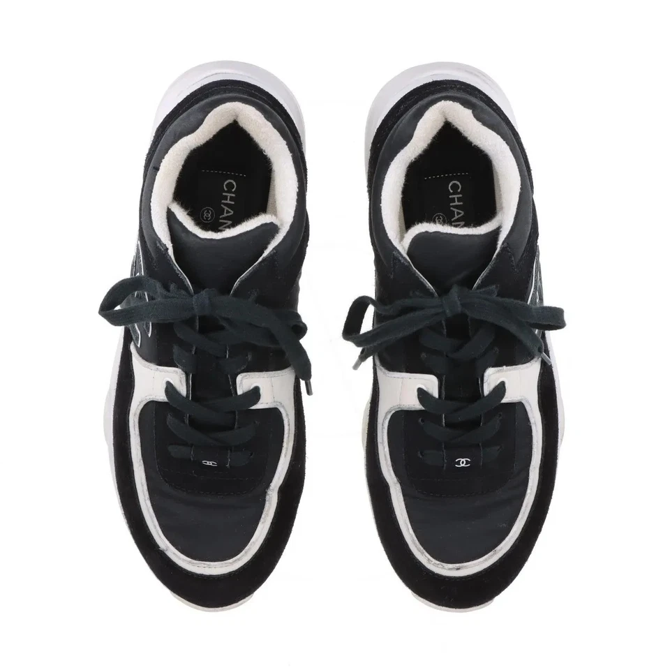 Chanel Coco Mark Fabric Sneakers 40 Ladies' Black