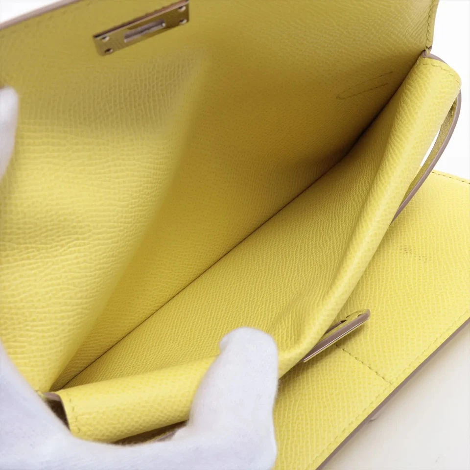 Hermès Kelly WALLET LONG DEPLIANT Veau Epsom Wallet Yellow Silver Metal Fittings