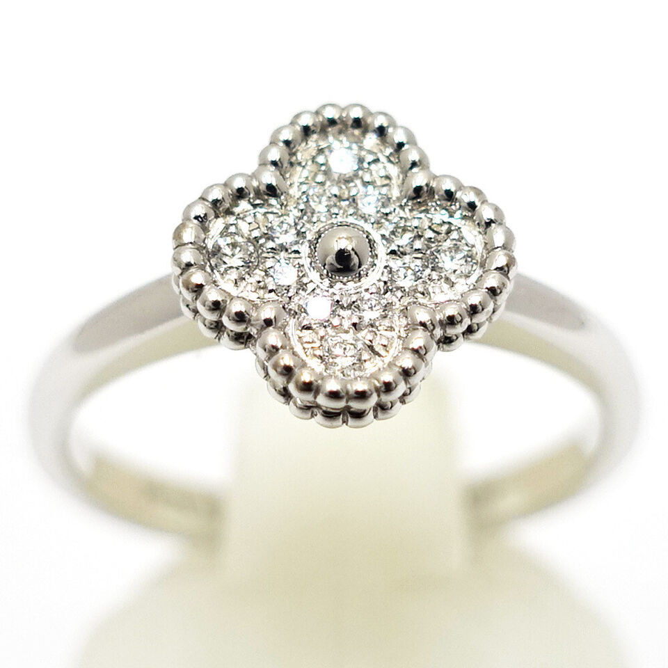 Van Cleef & Arpels K18WG Sweet Alhambra Diamond Ring