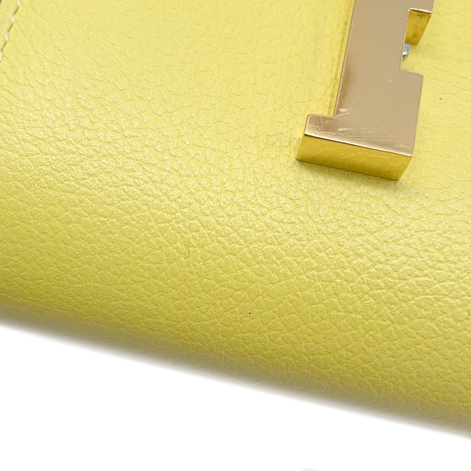 HERMES Constance Compact Evercolor Lime Wallet