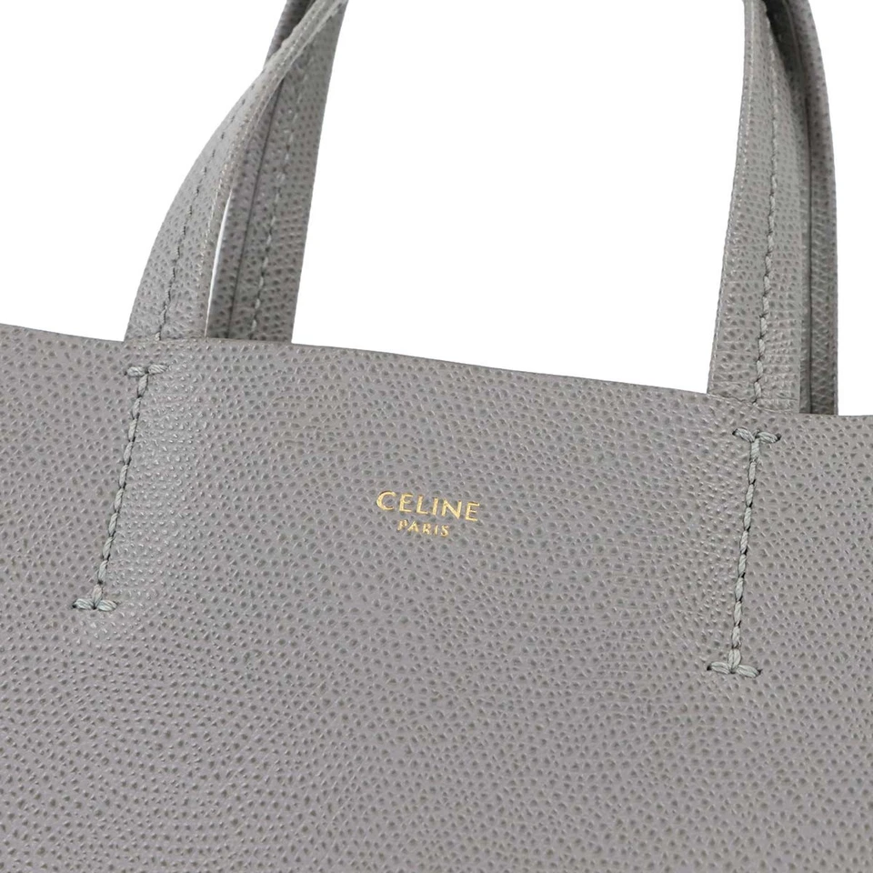 CELINE Small Vertical Cabas 2 way Tote Shoulder Bag Leather Grey