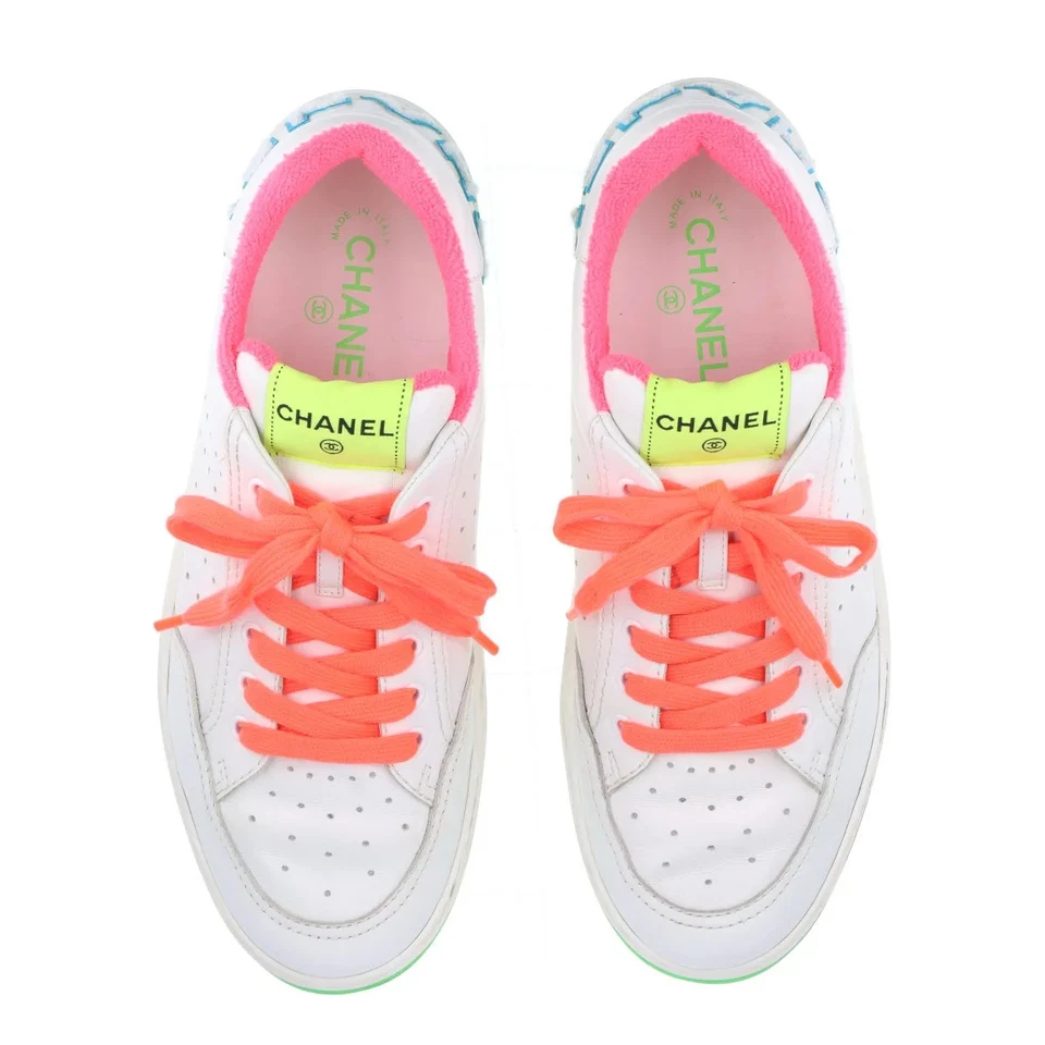 Chanel Coco Mark Leather Sneakers 43 Men's Multicolor