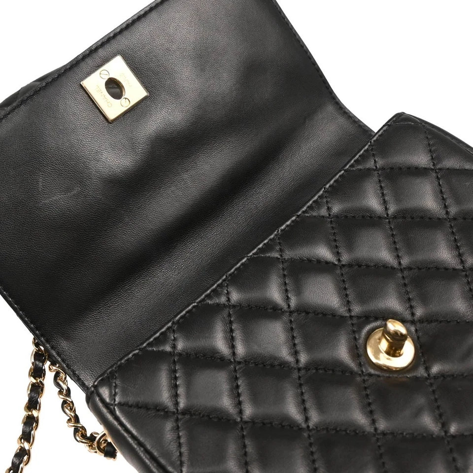 Chanel Black Lambskin Side Packs Shoulder Bag