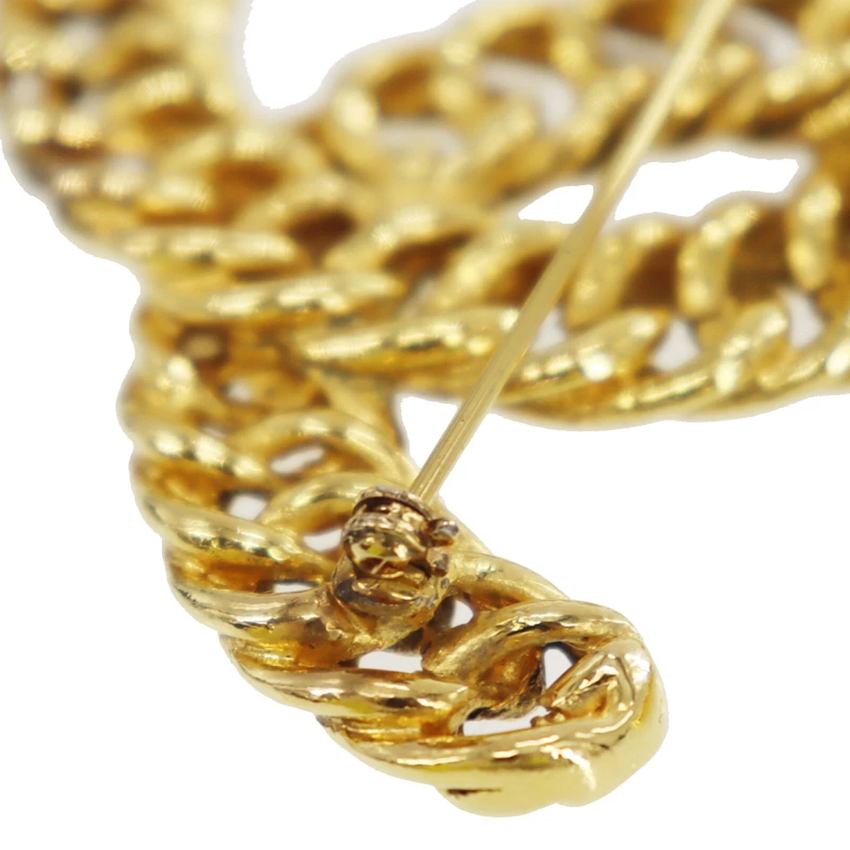 CHANEL CC Logos Used Pin Brooch Gold Plated 1107 France Vintage