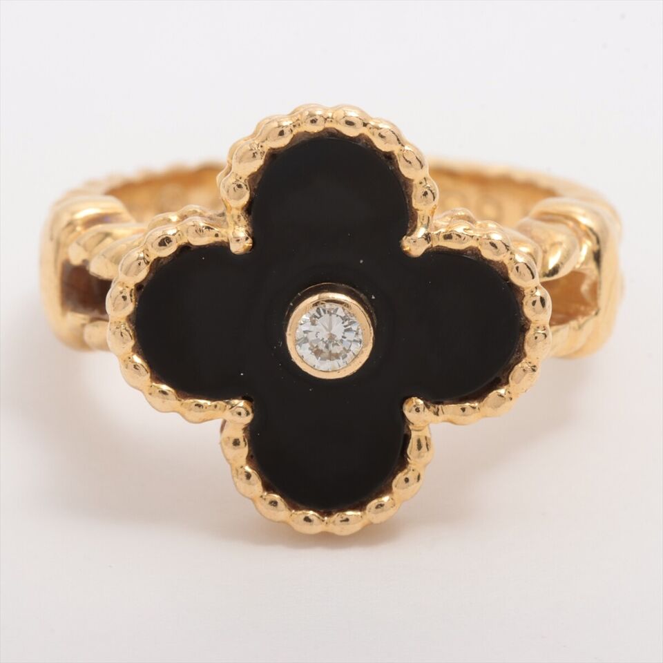 Van Cleef & Arpels Vintage Alhambra Onyx Diamond Ring