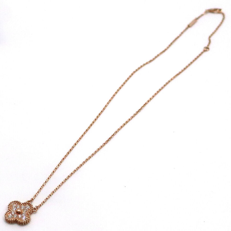 Van Cleef & Arpels VTG Alhambra Diamond Necklace in K18 Pink Gold
