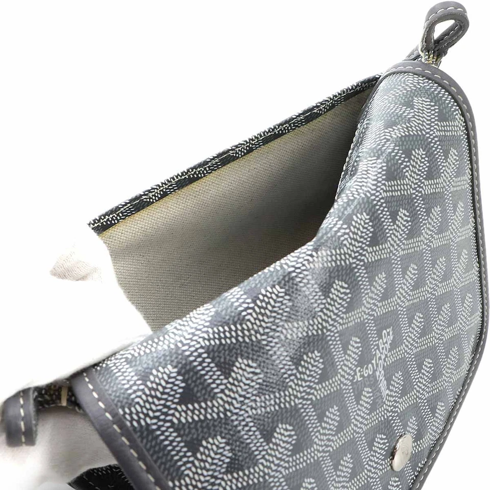 GOYARD Plumet Pocket Wallet Shoulder Bag PVC Leather Grey Purse