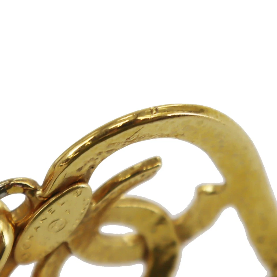 CHANEL CC Logos Heart Used Necklace Pendant Gold-Plated 95P Vintage