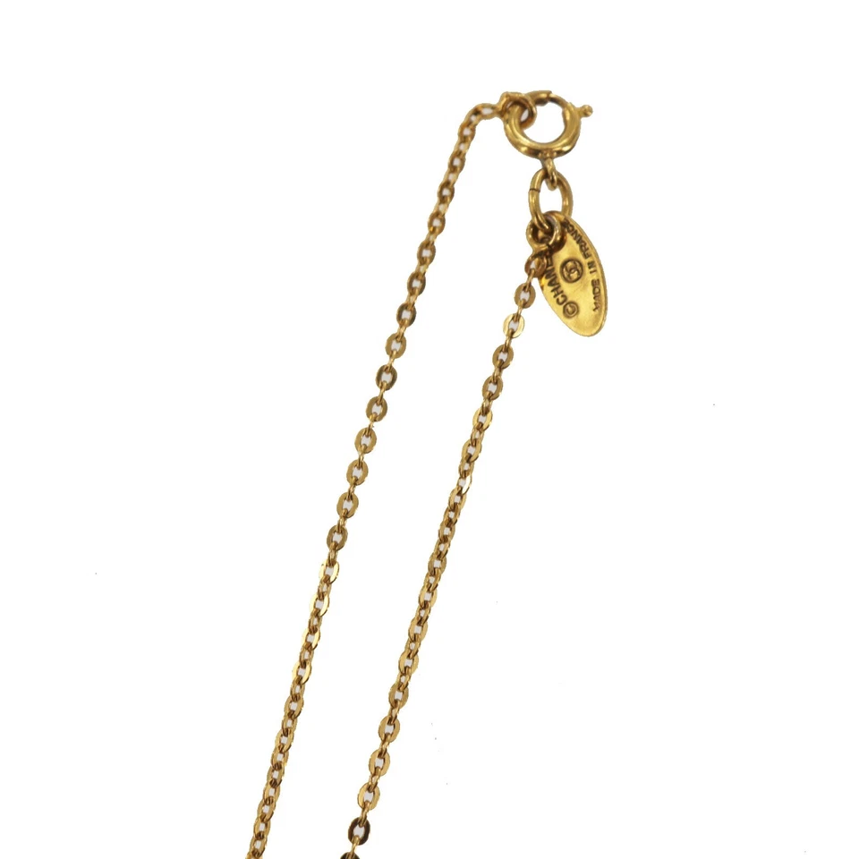 CHANEL Used CC Logos Gold Plated Chain Necklace 376 Vintage