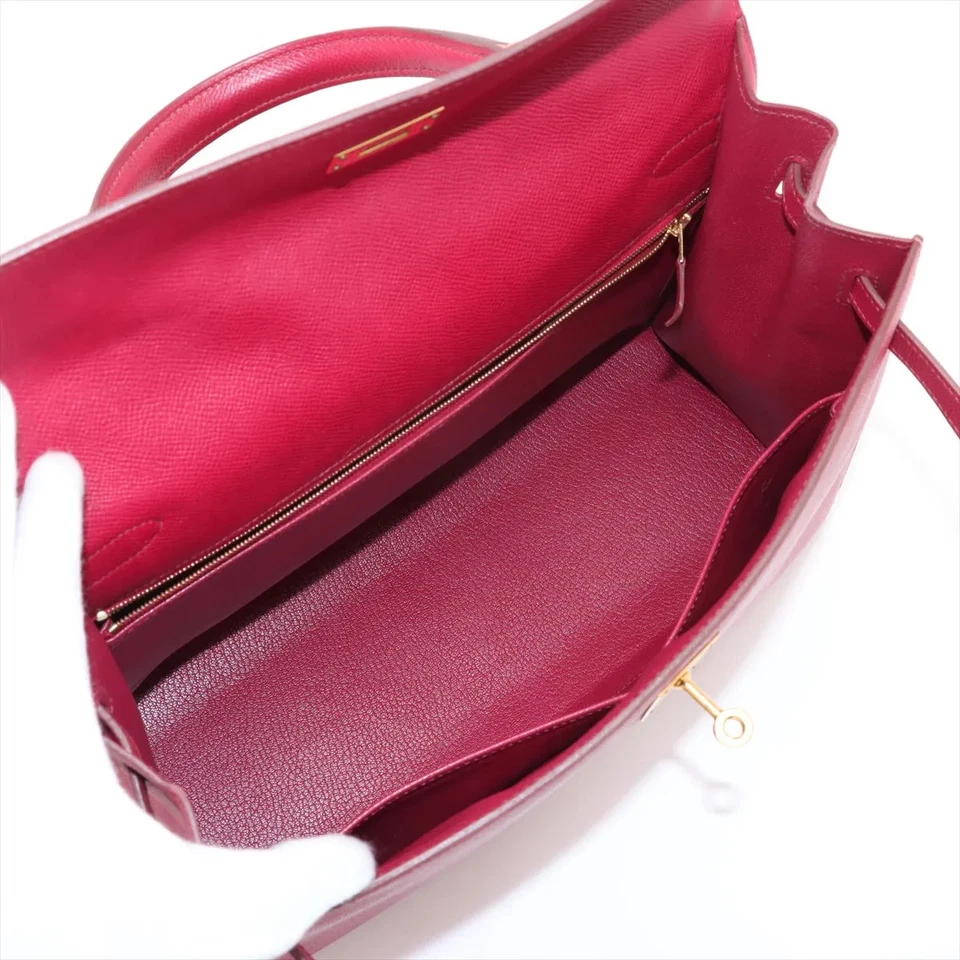 Hermès Kelly 35 Veau Epsom Ruby Gold Metal Fittings P Stamp 2012