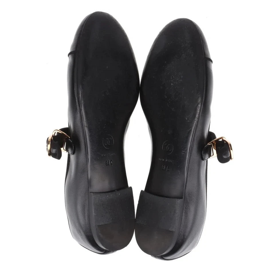 Chanel Coco Mark Matelasse 24S Leather Pumps 38 Ladies' Black Strap Mary