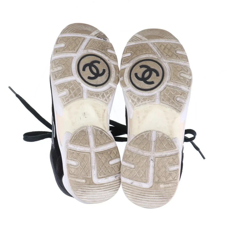 Chanel Coco Mark Fabric Sneakers 40 Ladies' Black