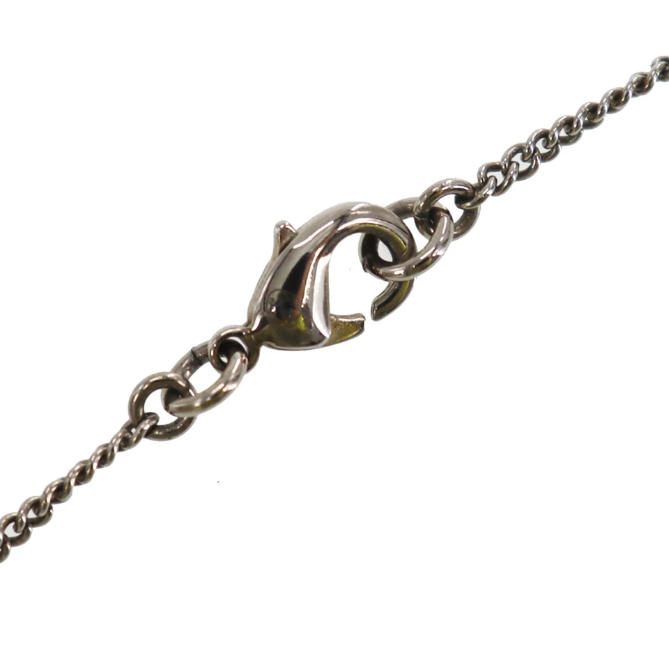 CHANEL Used CC Logos Rhinestones Necklace Pendant Silver F12 W France