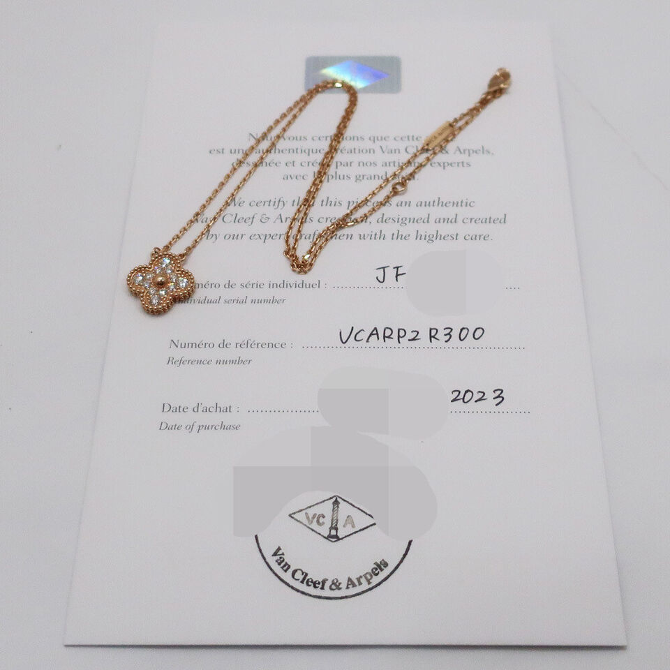 Van Cleef & Arpels VTG Alhambra Diamond Necklace in K18 Pink Gold