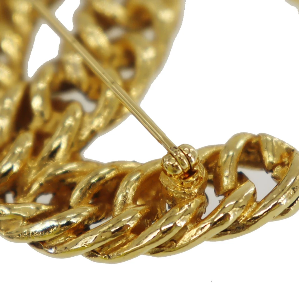 CHANEL CC Logos Used Pin Brooch Gold Plated 1107 France Vintage