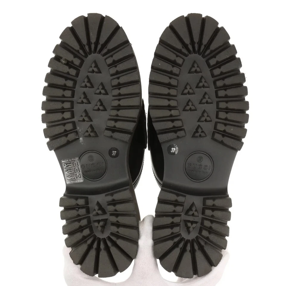 Gucci Horsebit Leather Mule 37 Ladies' Black Thick Bottom Rubber Sole
