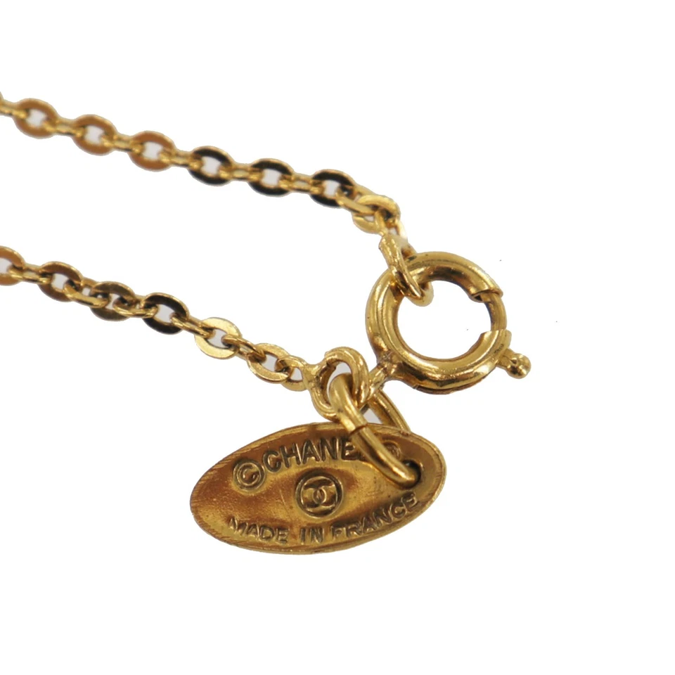 CHANEL Used CC Logos Gold Plated Chain Necklace 376 Vintage