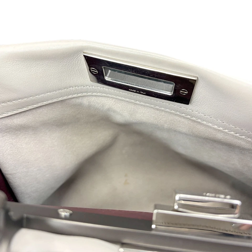 FENDI Peekaboo Regular Hand Shoulder Bag Leather Light gray
