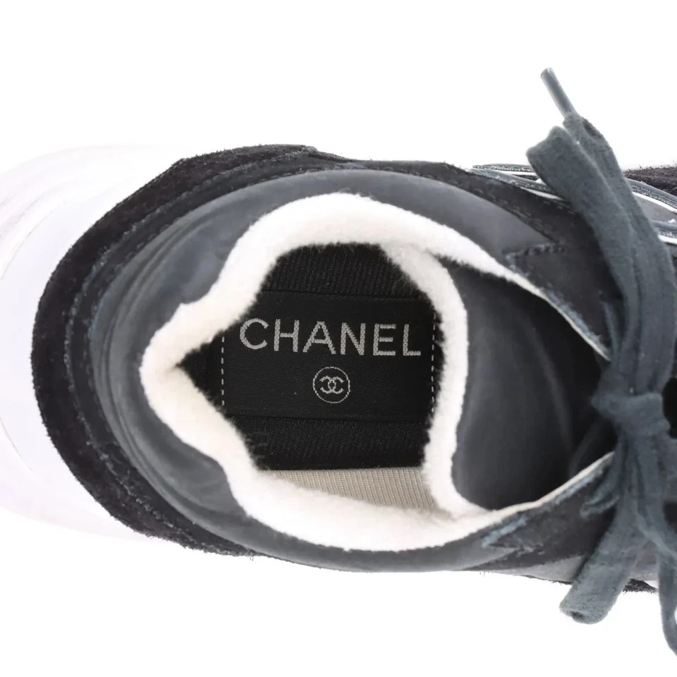 Chanel Coco Mark Fabric Sneakers 40 Ladies' Black