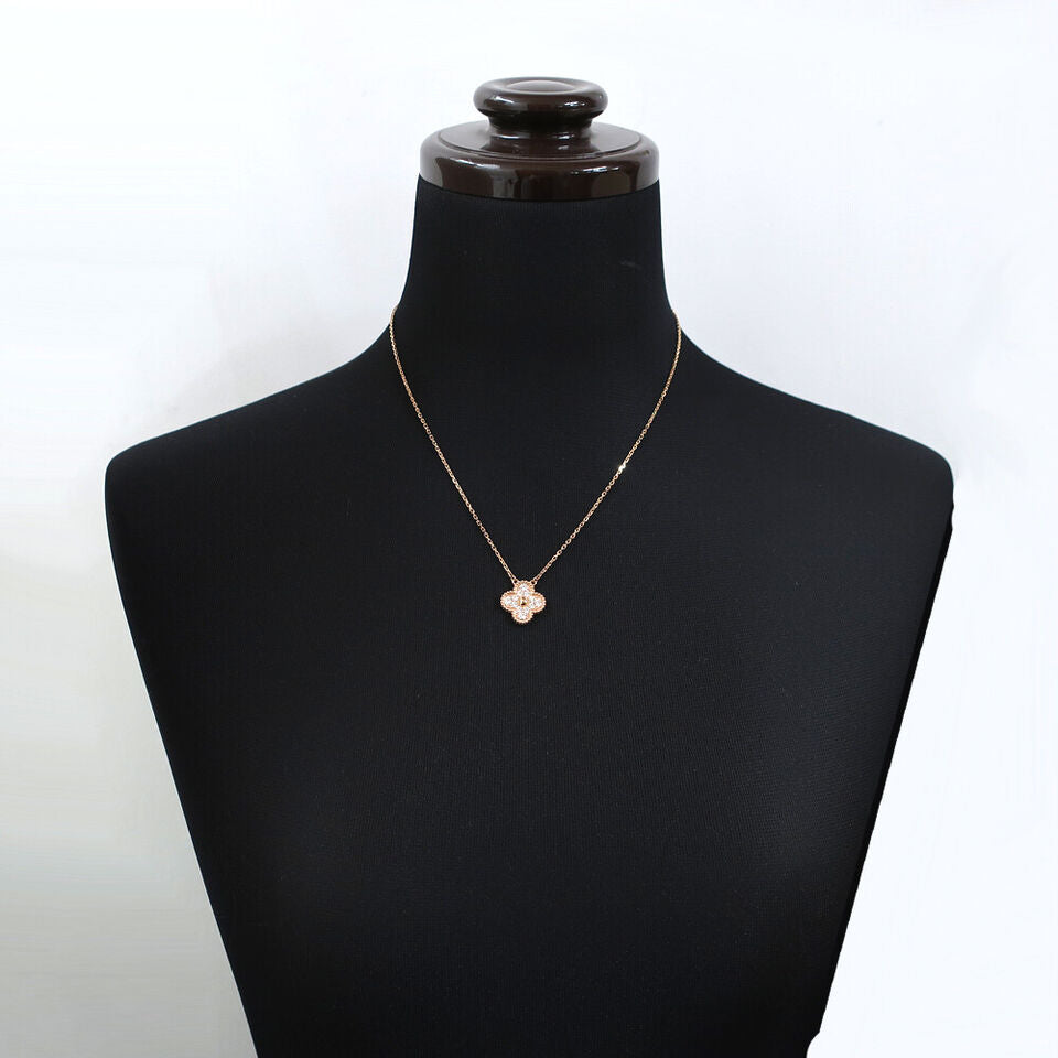 Van Cleef & Arpels VTG Alhambra Diamond Necklace in K18 Pink Gold