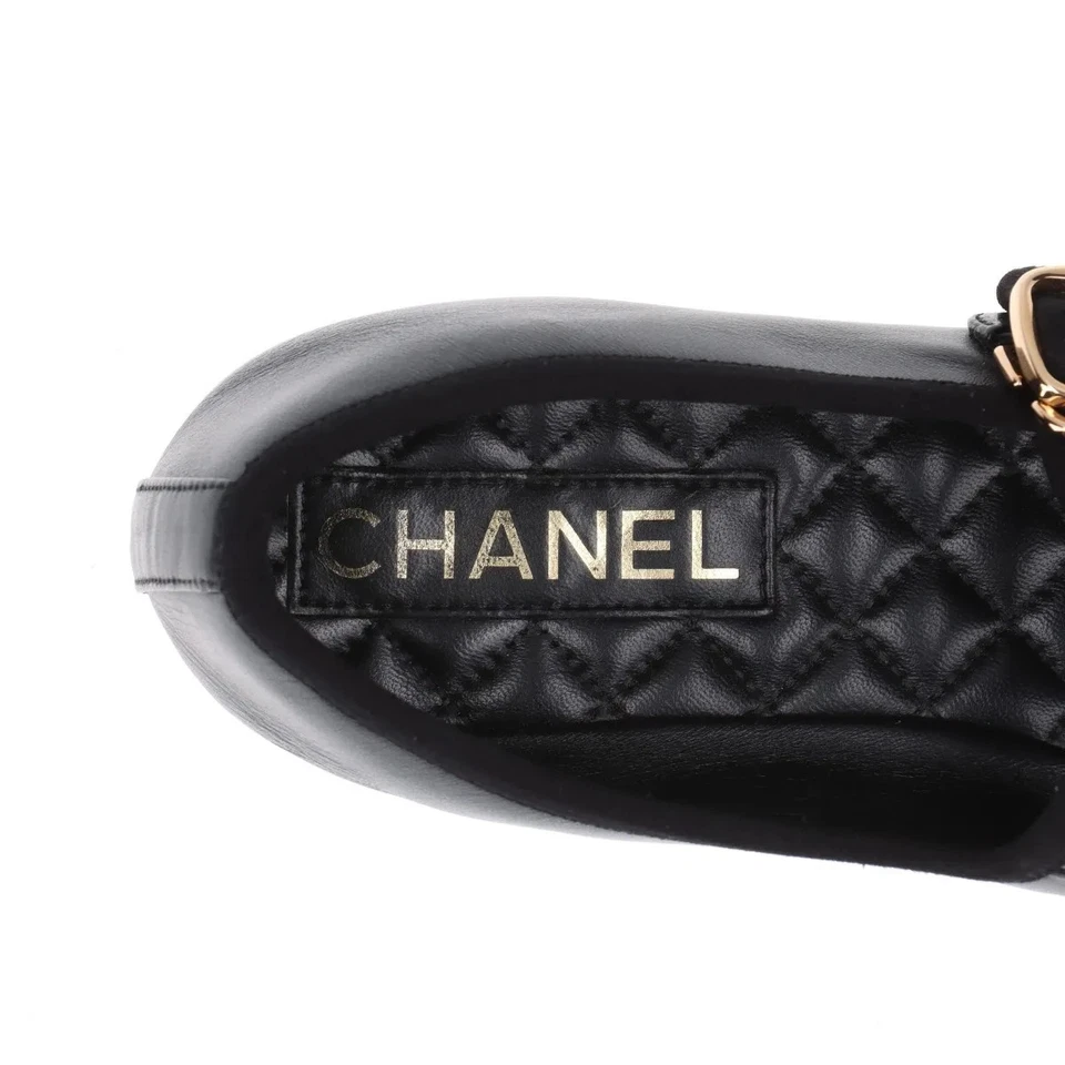 Chanel Coco Mark Matelasse 24S Leather Pumps 38 Ladies' Black Strap Mary