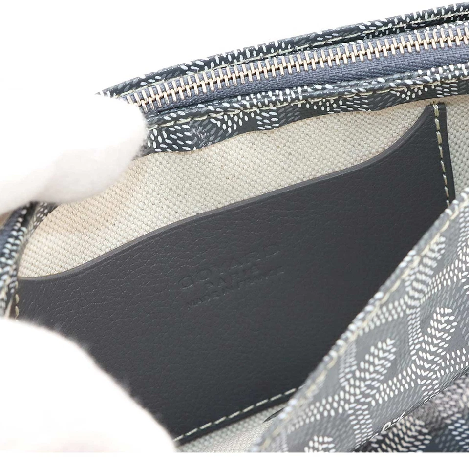 GOYARD Plumet Pocket Wallet Shoulder Bag PVC Leather Grey Purse