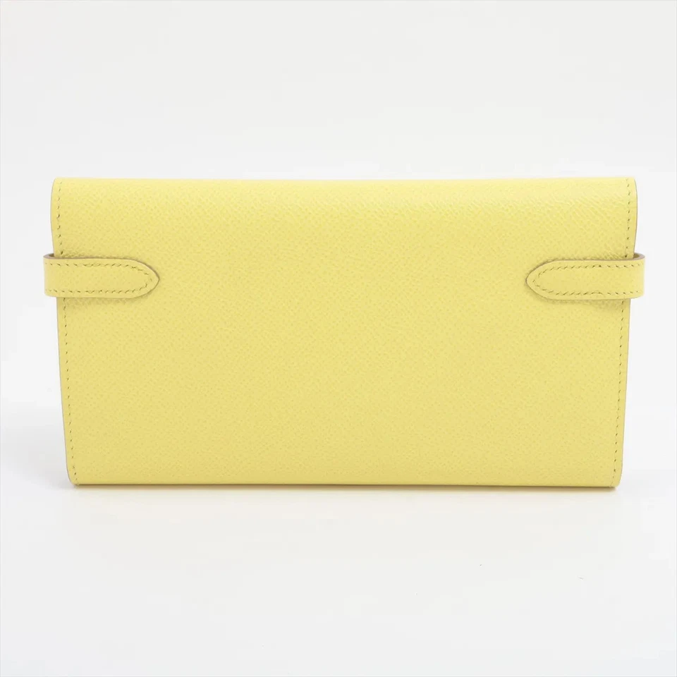Hermès Kelly WALLET LONG DEPLIANT Veau Epsom Wallet Yellow Silver Metal Fittings