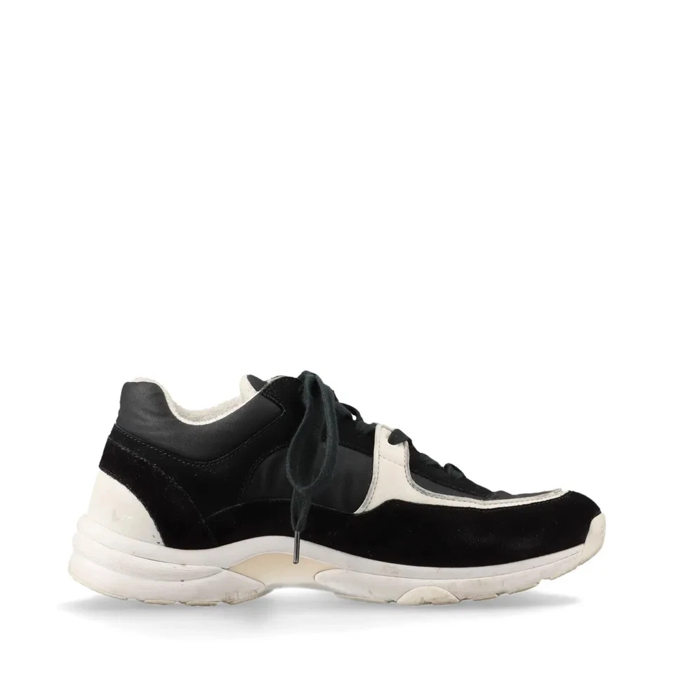 Chanel Coco Mark Fabric Sneakers 40 Ladies' Black