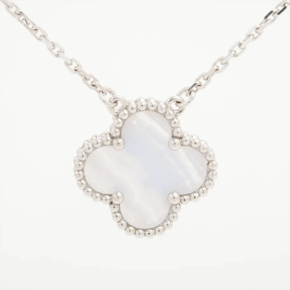 Van Cleef & Arpels Vintage Alhambra Chalcedony Necklace 750(WG) 5.4g