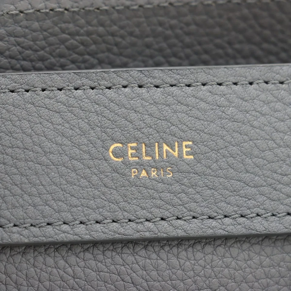 Celine Luggage Nano Shopper Leather 2 Way Handbag Gray