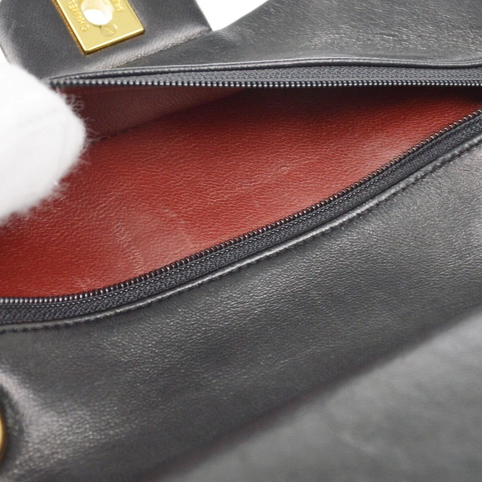 Chanel Black Lambskin Small Classic Double Flap Shoulder Bag