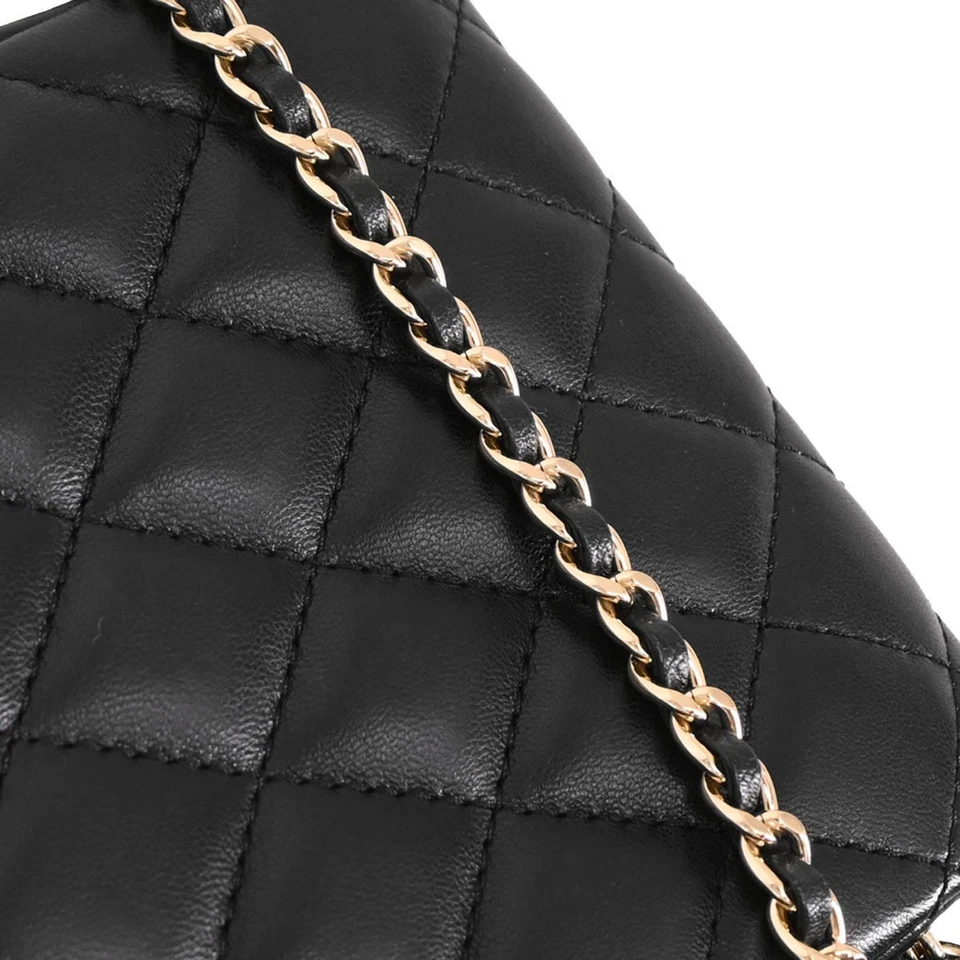 Chanel Black Lambskin Side Packs Shoulder Bag