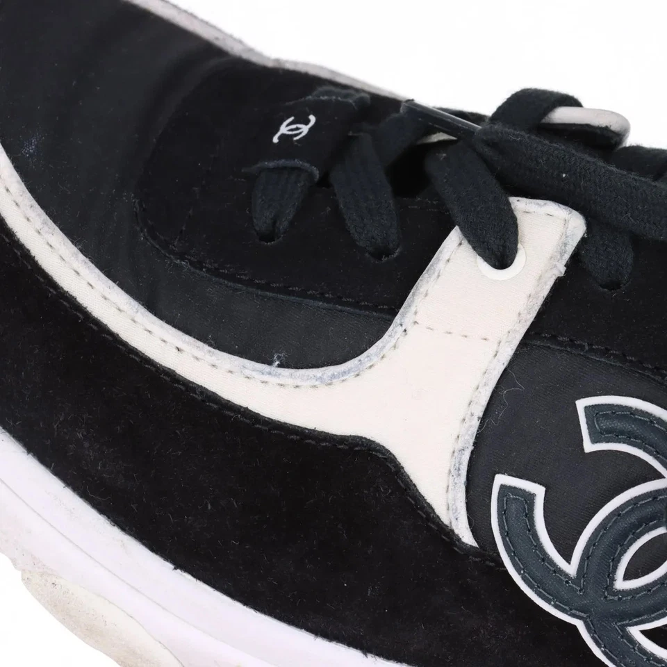Chanel Coco Mark Fabric Sneakers 40 Ladies' Black