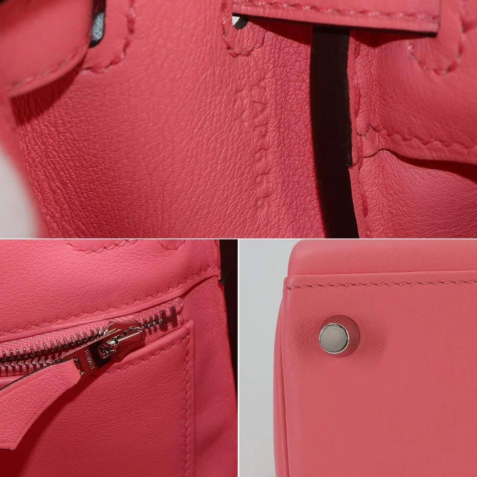 HERMES Kelly 25 2way Hand Shoulder Bag Swift Leather Rose Dete Pink