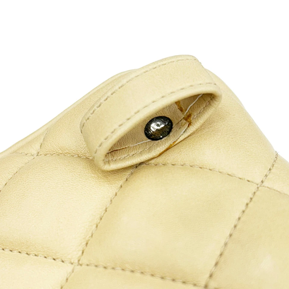 CHANEL Bum Bag Matelasse Beige Lambskin Used Belt Bag Leather