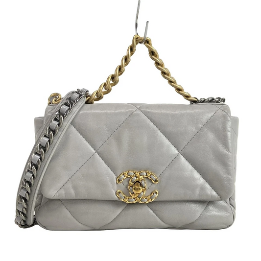 CHANEL CHANEL19 Gray Lambskin Shoulder Bag