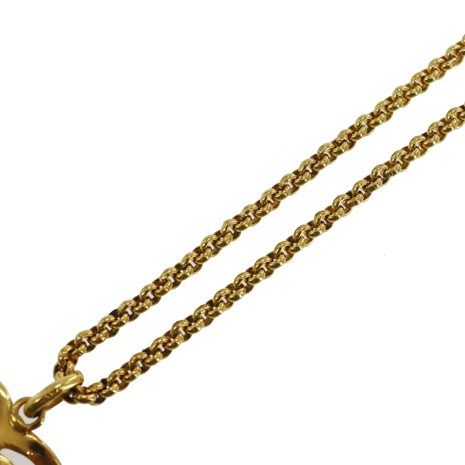 CHANEL CC Logos Heart Used Necklace Pendant Gold-Plated 95P Vintage