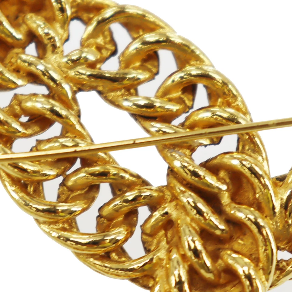 CHANEL CC Logos Used Pin Brooch Gold Plated 1107 France Vintage