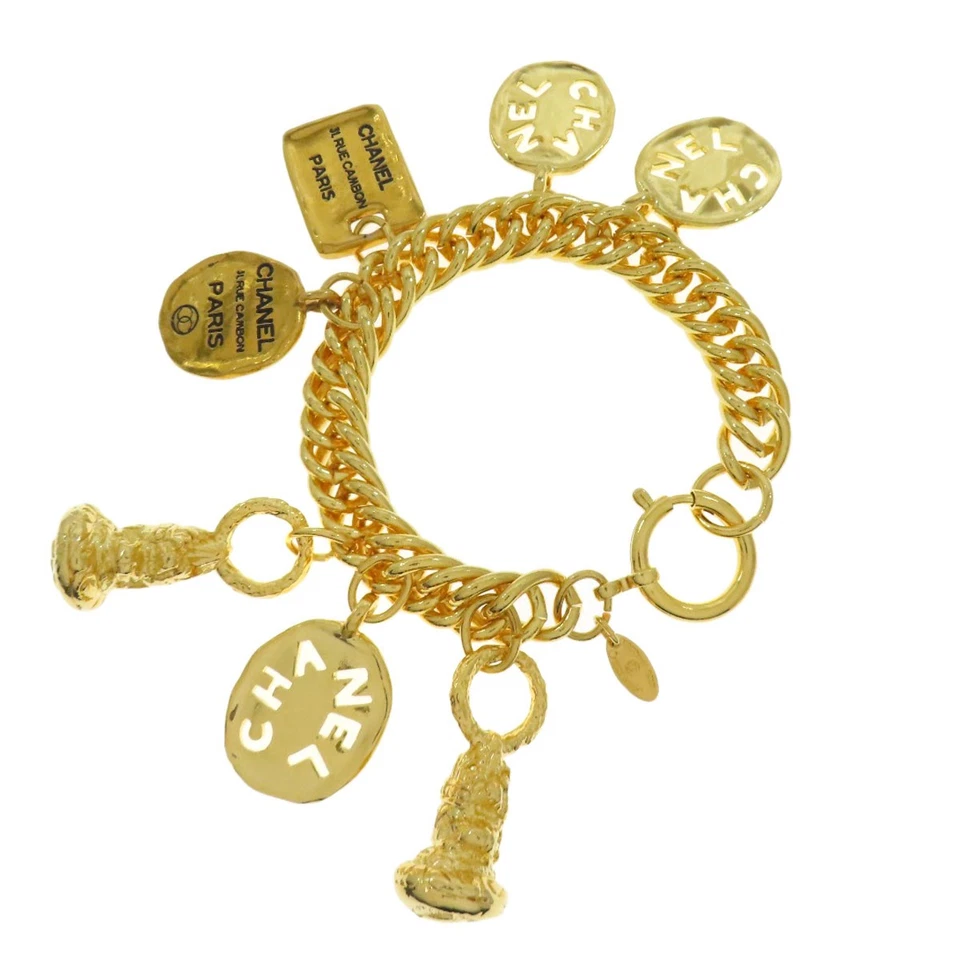 CHANEL Vintage with Logo Bracelet Metal Ladies