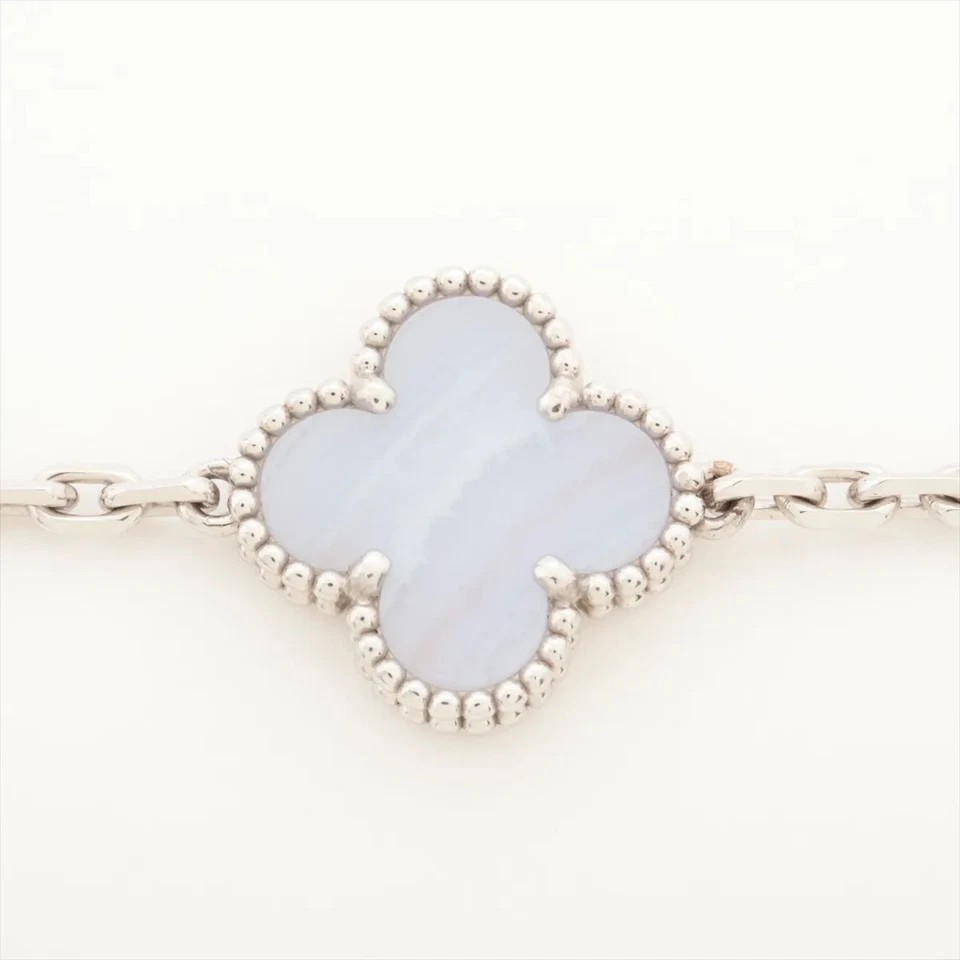 Van Cleef & Arpels Vintage Alhambra 5P Chalcedony Bracelet 750(WG) 11.4g
