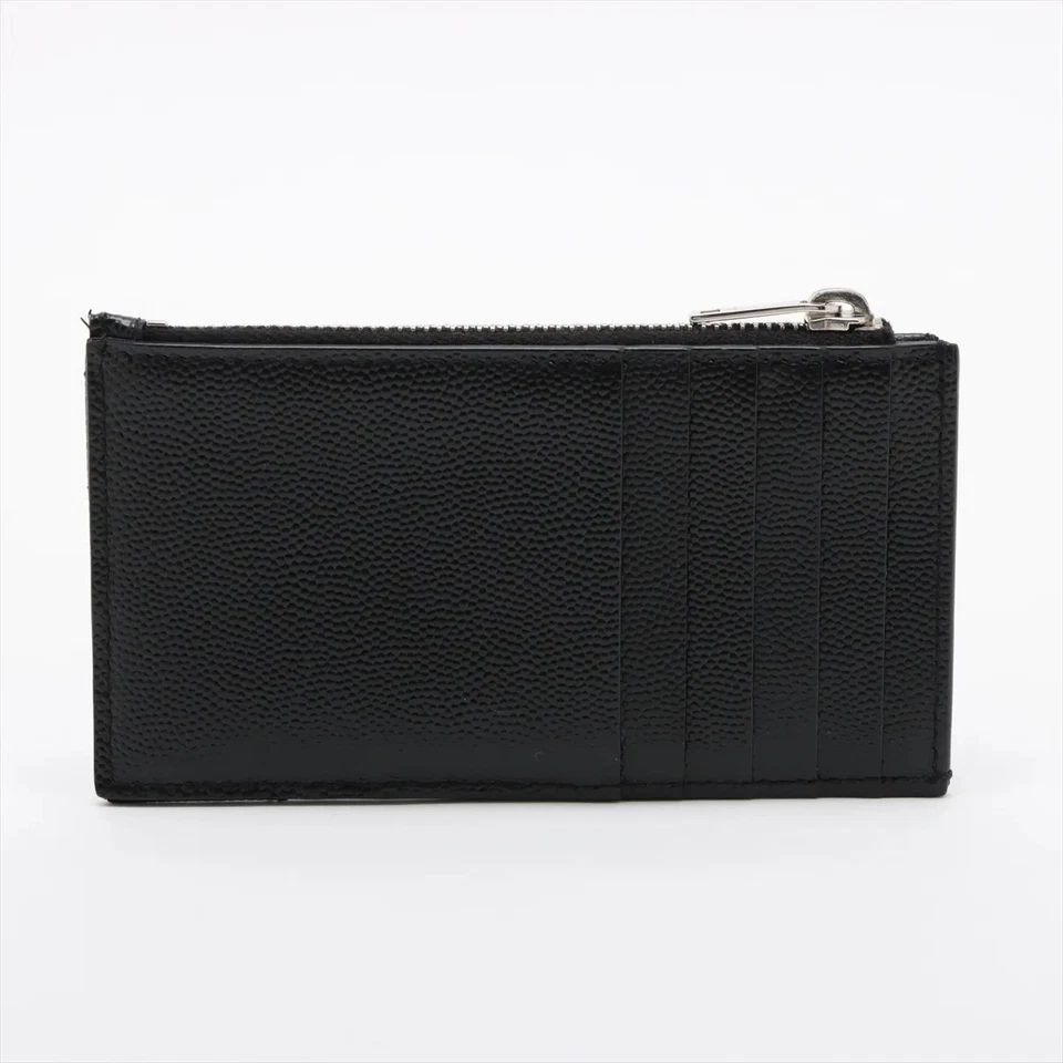 Saint Laurent Paris V Stitch YSL Logo Leather Fragment Case Black