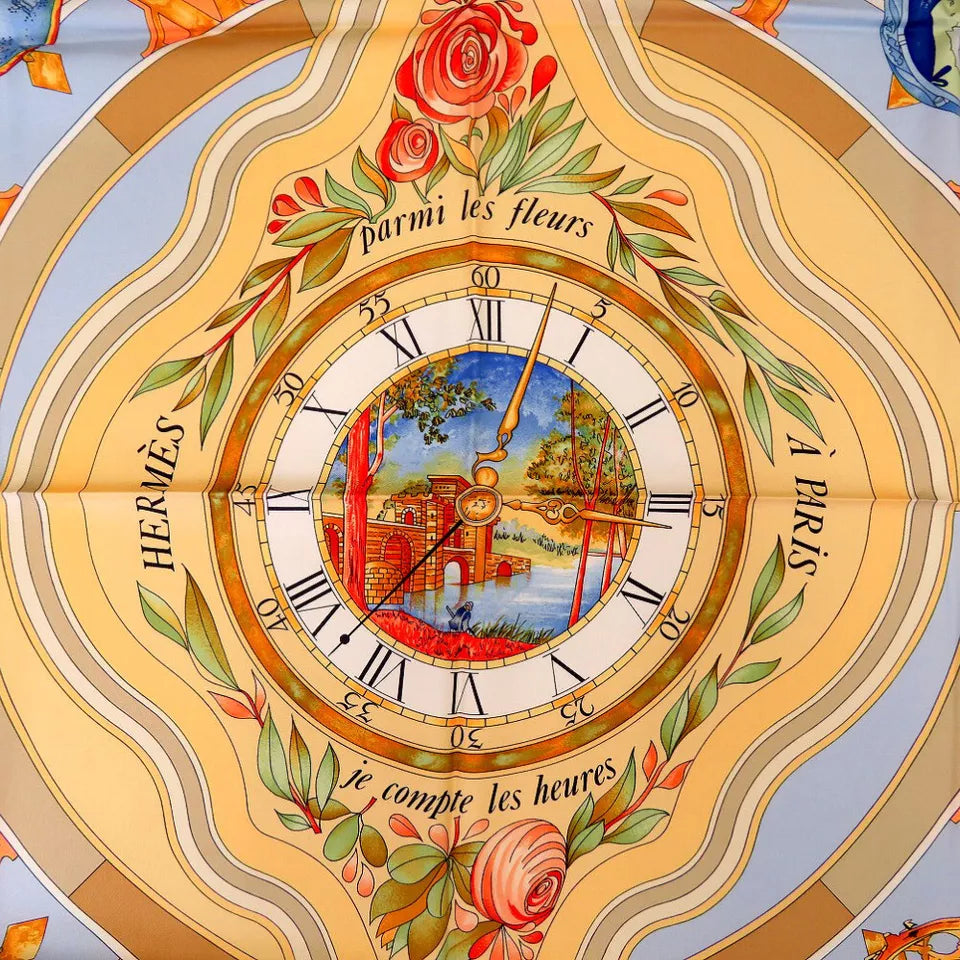 HERMES Carre90 "The Ronde of Time" Scarf