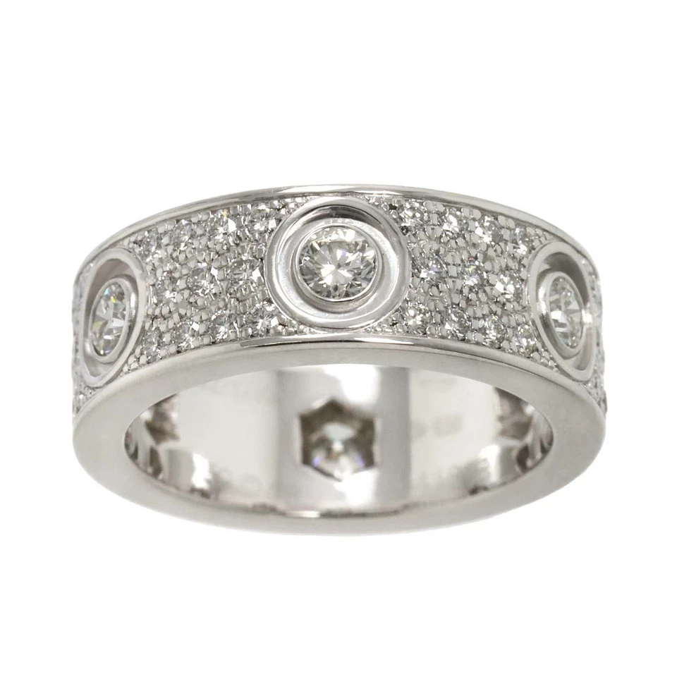 Cartier Love Pave Diamond Ring 18K WG 750 size48 4-4.5(US)
