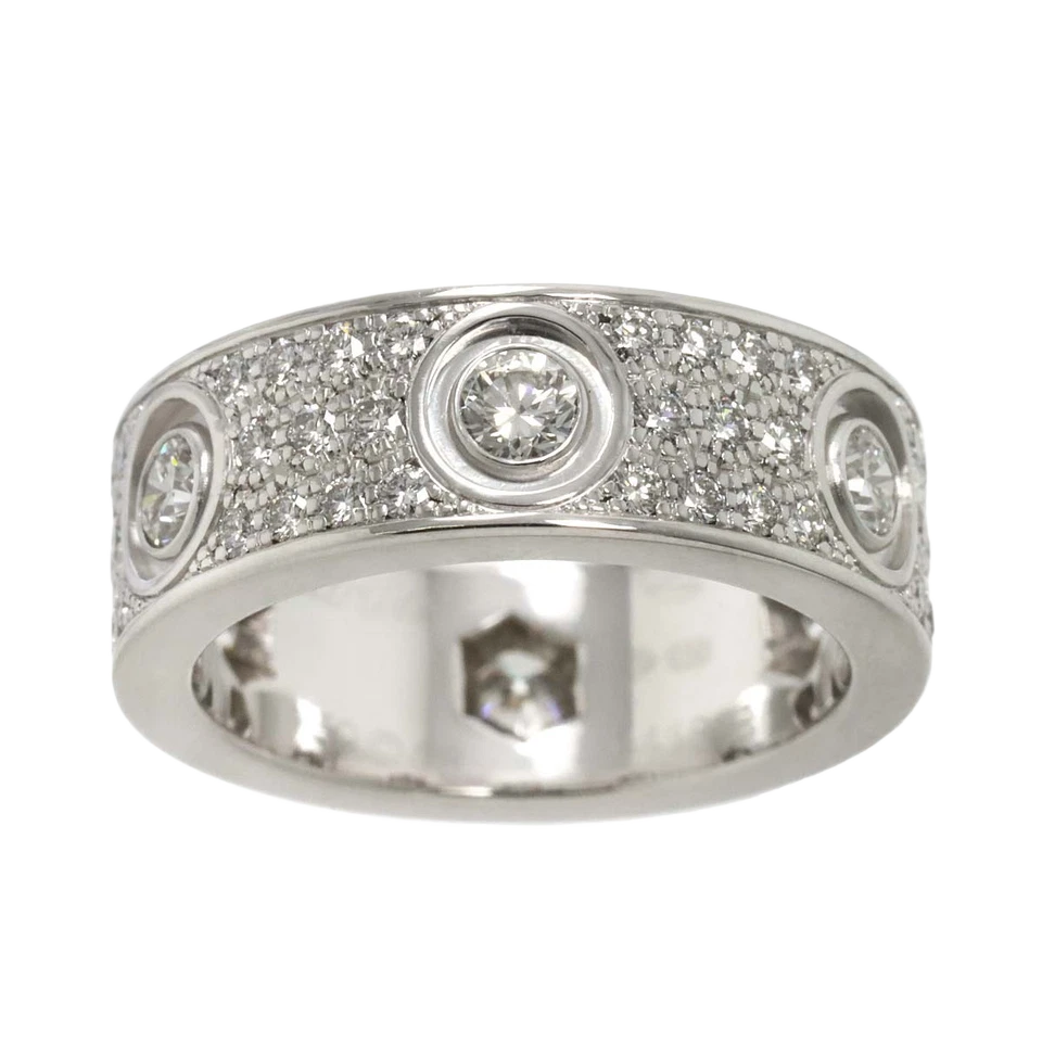 Cartier Love Pave Diamond Ring 18K WG 750 size48 4-4.5(US)