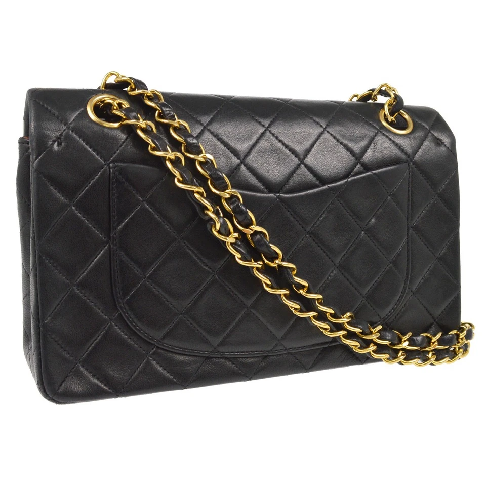 Chanel Black Lambskin Small Classic Double Flap Shoulder Bag