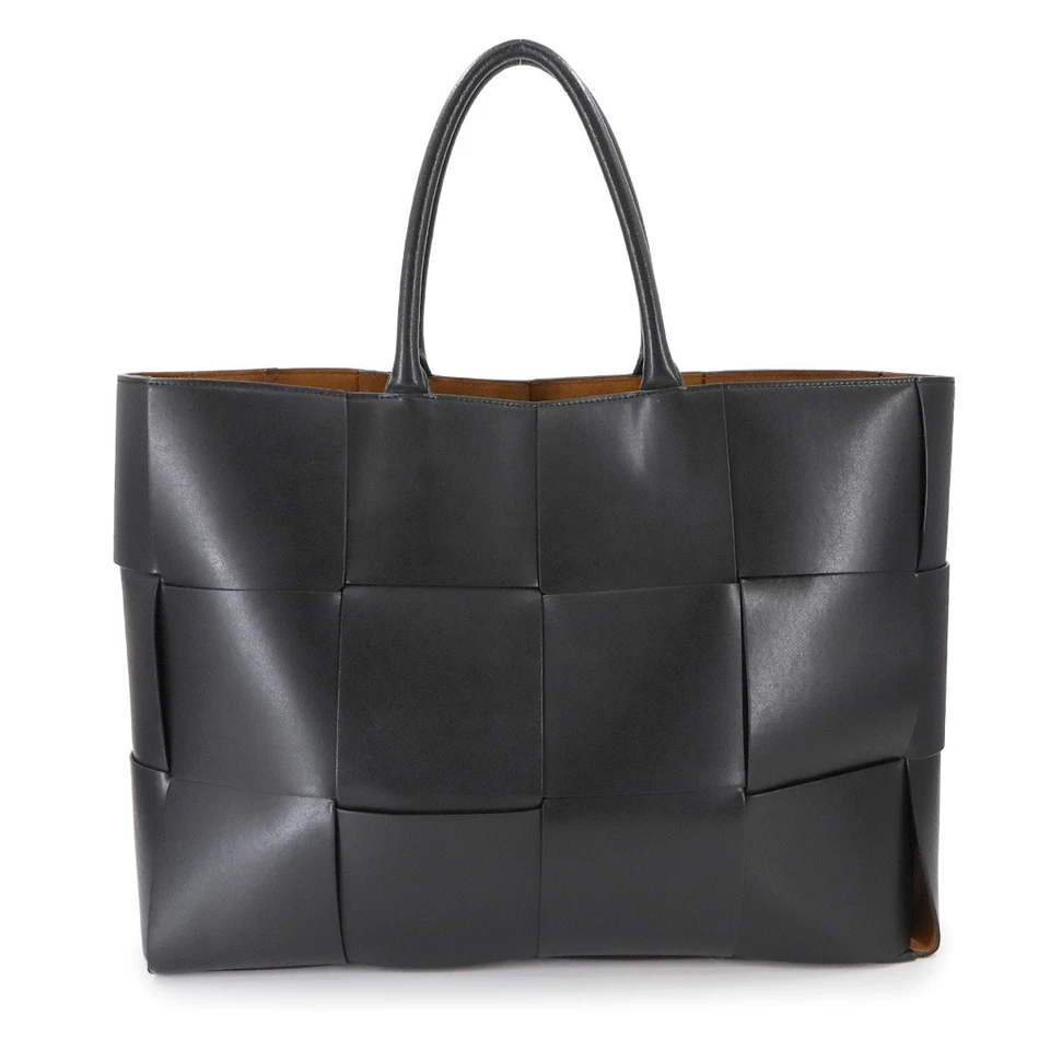 BOTTEGA VENETA Intrecciato Large Arco Tote Bag Leather Black Purse